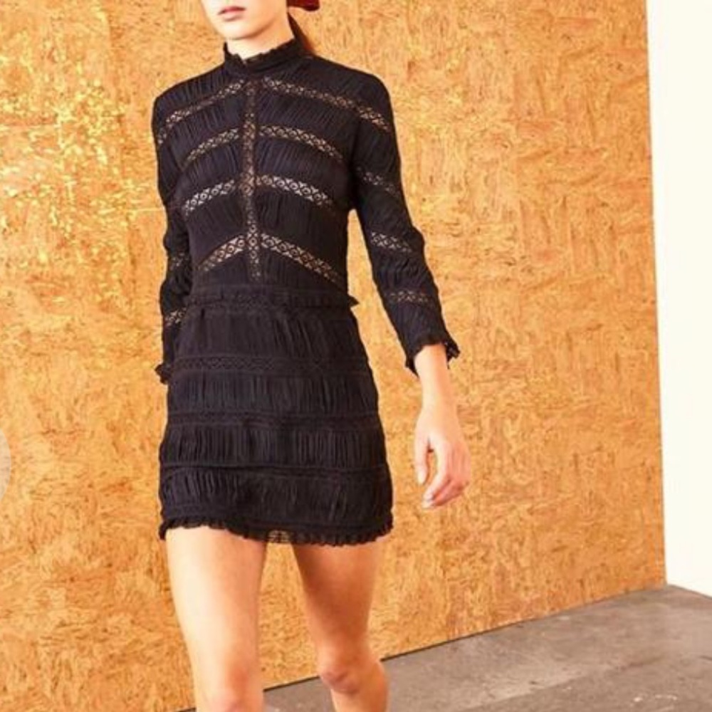 Ulla Johnson Silk Chiffon Sheer Lace Kitty Dress